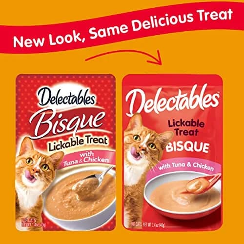 Delectables Lickable Treat Bisque Tuna & Chicken Wet Cat Treat 1.4oz Pouch (Pack of 30) | Grain-Free Food Topper for Cats thumbnail 3