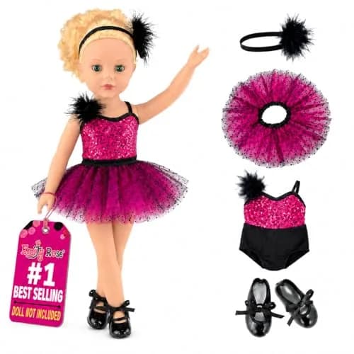 Emily Rose 18 Inch Doll Ballet Clothes Set - 4 PC Pink Outfit for American Girl Dolls | Dance Recital Costume thumbnail 1