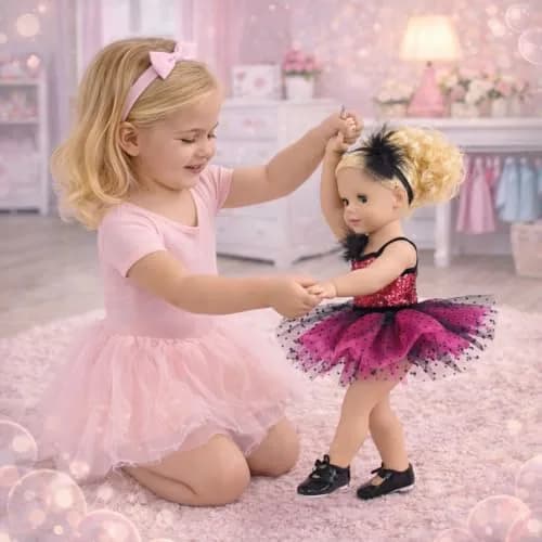 Emily Rose 18 Inch Doll Ballet Clothes Set - 4 PC Pink Outfit for American Girl Dolls | Dance Recital Costume thumbnail 6