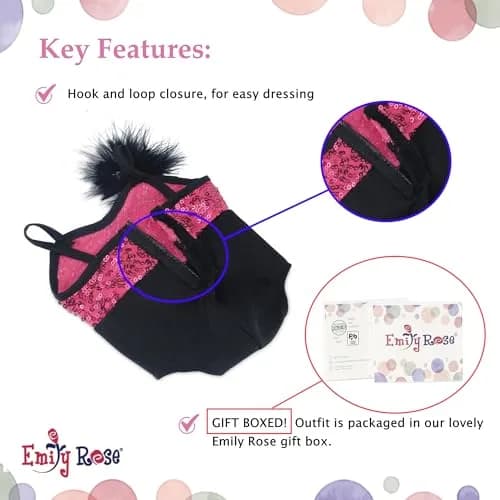Emily Rose 18 Inch Doll Ballet Clothes Set - 4 PC Pink Outfit for American Girl Dolls | Dance Recital Costume thumbnail 7