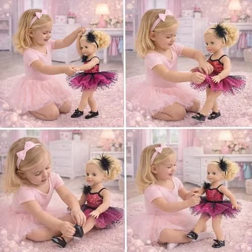 Emily Rose 18 Inch Doll Ballet Clothes Set - 4 PC Pink Outfit for American Girl Dolls | Dance Recital Costume thumbnail 3