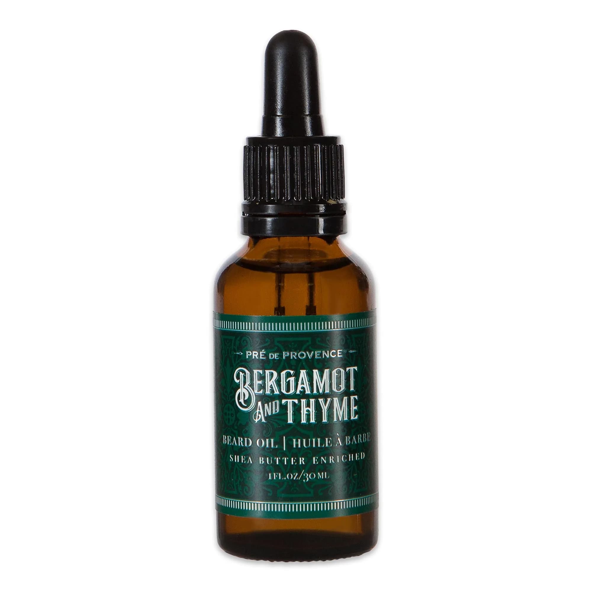 Pre de Provence Bergamot & Thyme Beard Oil with Shea Butter, 30ml (1 Fl Oz) | Masculine Scent for Beard Conditioning — Bergamot & Thyme