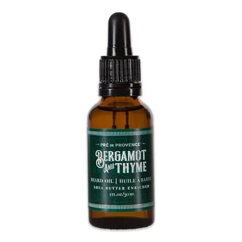 Pre de Provence Bergamot & Thyme Beard Oil with Shea Butter, 30ml (1 Fl Oz) | Masculine Scent for Beard Conditioning - main product image