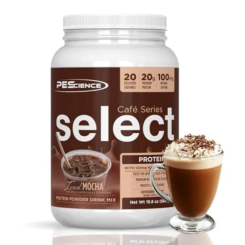 PEScience Select Cafe Protein Coffee Powder, Iced Mocha, 20 Servings | 20g Protein & 100mg Caffeine, Low Calorie, USA Import thumbnail 1