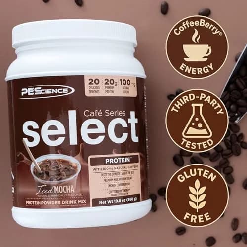 PEScience Select Cafe Protein Coffee Powder, Iced Mocha, 20 Servings | 20g Protein & 100mg Caffeine, Low Calorie, USA Import thumbnail 4