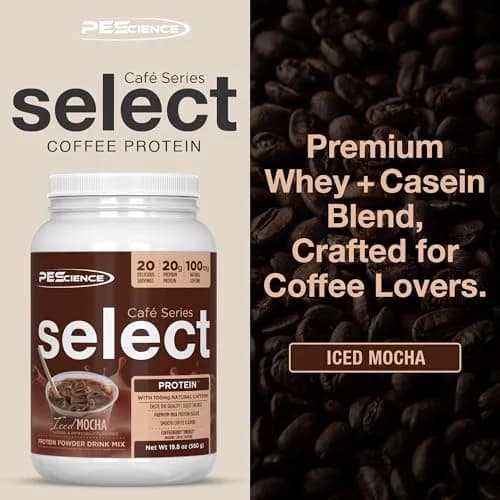 PEScience Select Cafe Protein Coffee Powder, Iced Mocha, 20 Servings | 20g Protein & 100mg Caffeine, Low Calorie, USA Import thumbnail 2