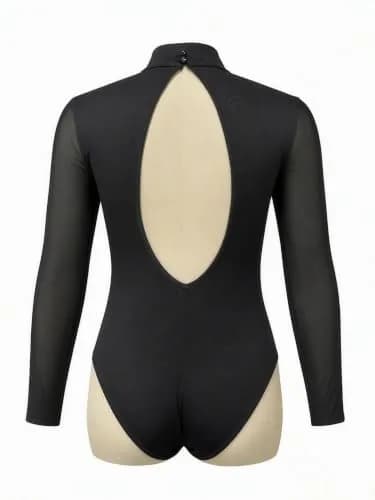 Lrady Women's Backless Rhinestone Bodysuit Long Sleeve High Neck Top | Sexy Mesh Clubwear thumbnail 5