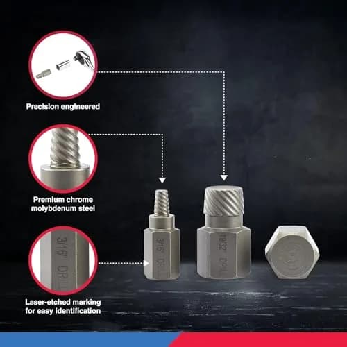 NEIKO 04204A Hex-Head Multispline Screw and Bolt Extractor Set, 25 Pieces | Remove Broken & Stripped Fasteners thumbnail 4