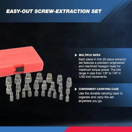 NEIKO 04204A Hex-Head Multispline Screw and Bolt Extractor Set, 25 Pieces | Remove Broken & Stripped Fasteners thumbnail 3