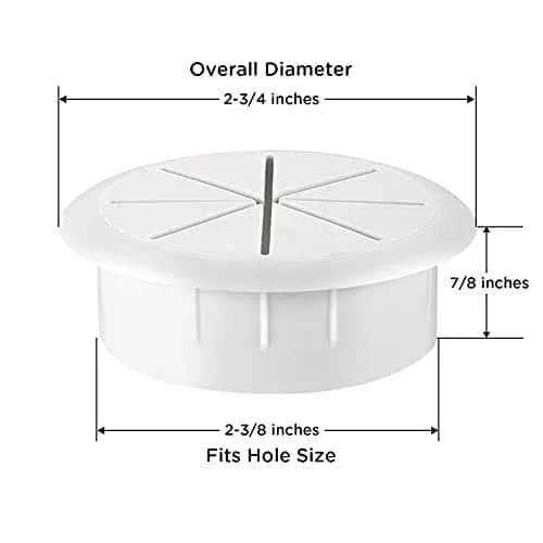 HYCC White 5 Pack Flexible Desk Grommet 2-3/8 Inch | Cable Management Hole Cover for Desks thumbnail 4