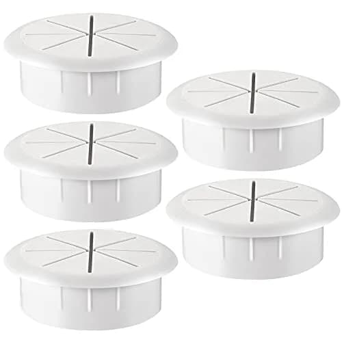 HYCC White 5 Pack Flexible Desk Grommet 2-3/8 Inch | Cable Management Hole Cover for Desks thumbnail 1