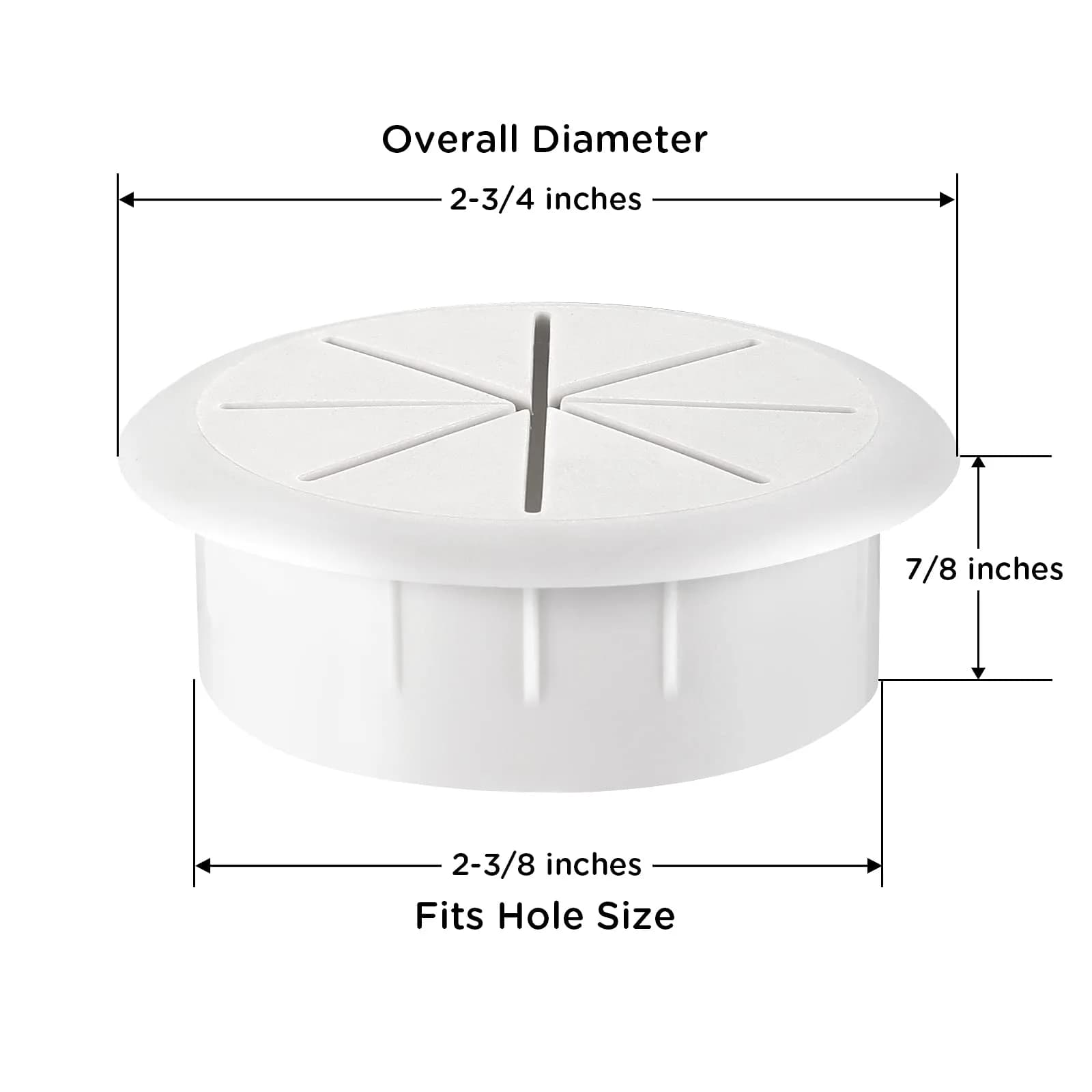 HYCC White 5 Pack Flexible Desk Grommet 2-3/8 Inch | Cable Management Hole Cover for Desks - view 4
