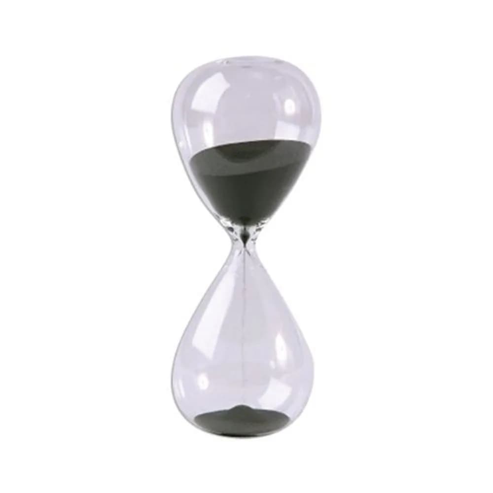 Winterworm Large Black Sand Glass Hourglass Timer 30 Minutes | Stylish Desk Decor & Gift