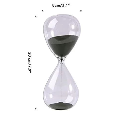 Winterworm Large Black Sand Glass Hourglass Timer 30 Minutes | Stylish Desk Decor & Gift thumbnail 2