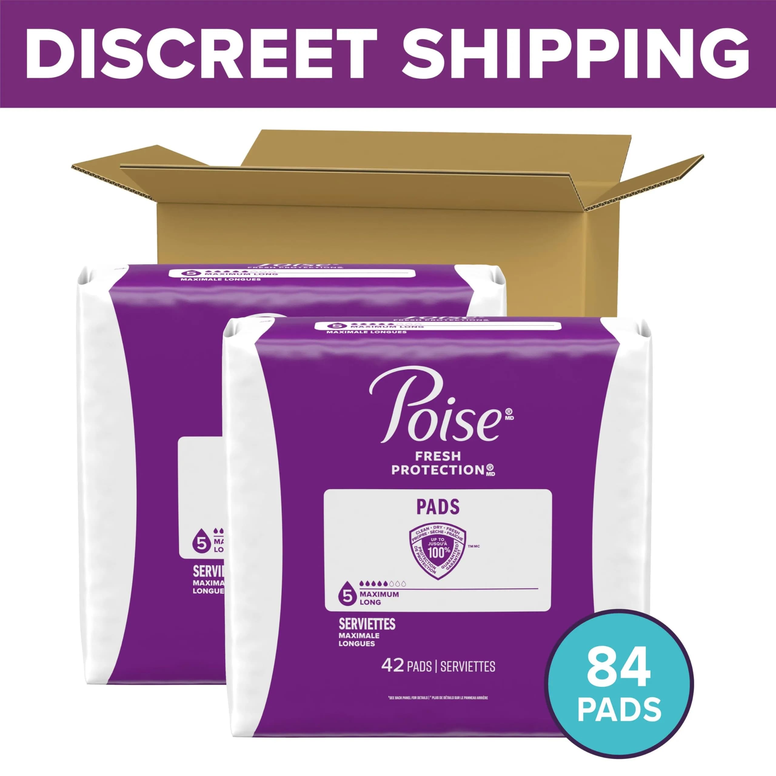Poise Incontinence & Postpartum Pads Maximum Absorbency Long 84 Count | 12-Hour Odor Control & Leak Protection - view 2