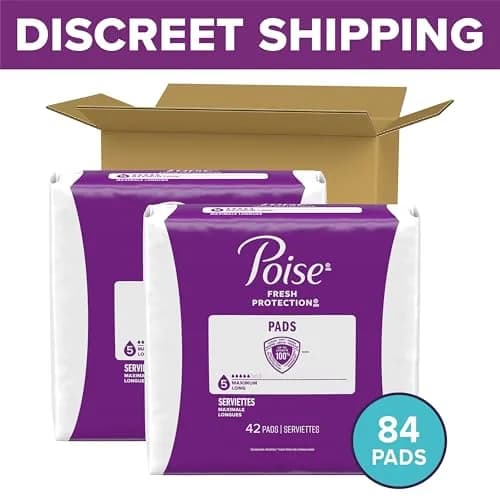 Poise Incontinence & Postpartum Pads Maximum Absorbency Long 84 Count | 12-Hour Odor Control & Leak Protection thumbnail 2
