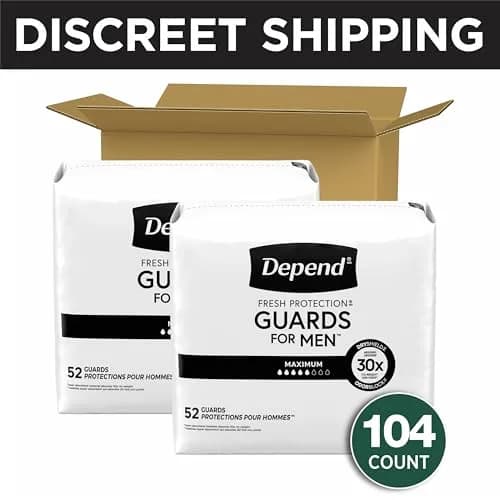 Depend Guards for Men Incontinence Pads Maximum Absorbency 104 Count (2 Packs of 52) | USA Imported, Duties Included thumbnail 2