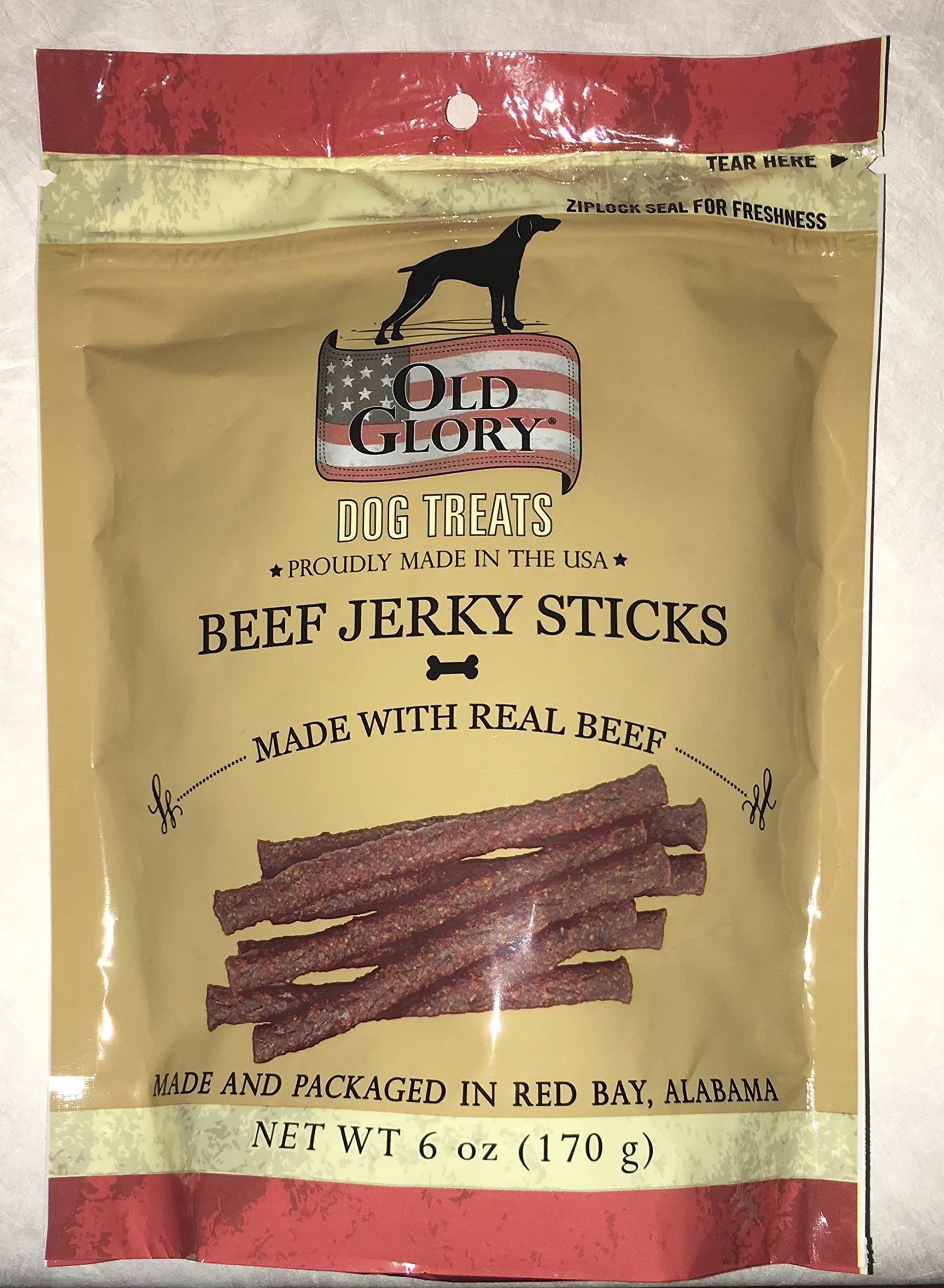 Sunshine Old Glory Dog Treats 6 oz | Made in USA with Real Beef, Jerky Sticks for Medium Dogs