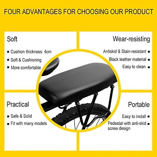 TOPCABIN Bicycle Manned Cushion Mountain Bike Back Seat | Comfortable Saddle for Kids & Adults thumbnail 8