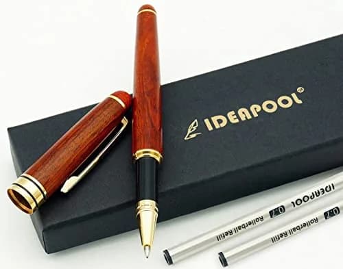 IDEAPOOL Rosewood Ballpoint Pen Set with 2 Black Refills | Natural Handcrafted Writing Instrument thumbnail 5