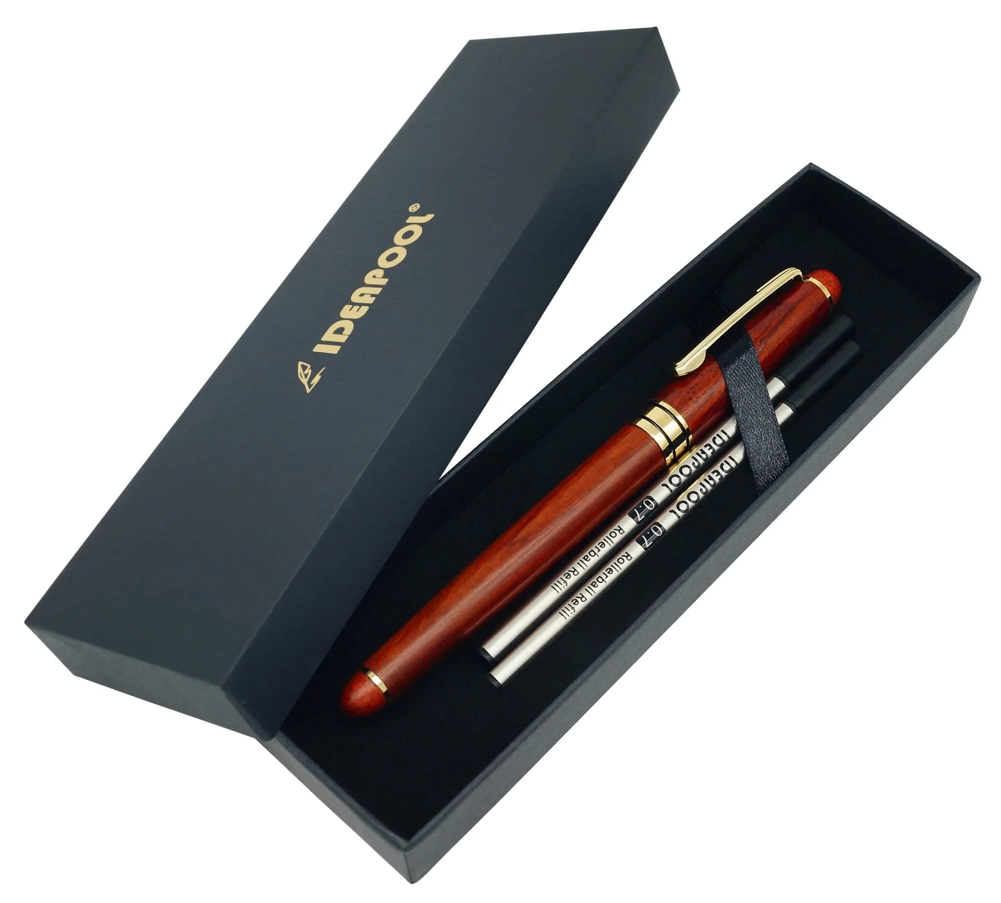 IDEAPOOL Rosewood Ballpoint Pen Set with 2 Black Refills | Natural Handcrafted Writing Instrument - view 6