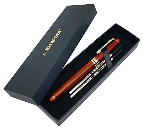 IDEAPOOL Rosewood Ballpoint Pen Set with 2 Black Refills | Natural Handcrafted Writing Instrument thumbnail 6