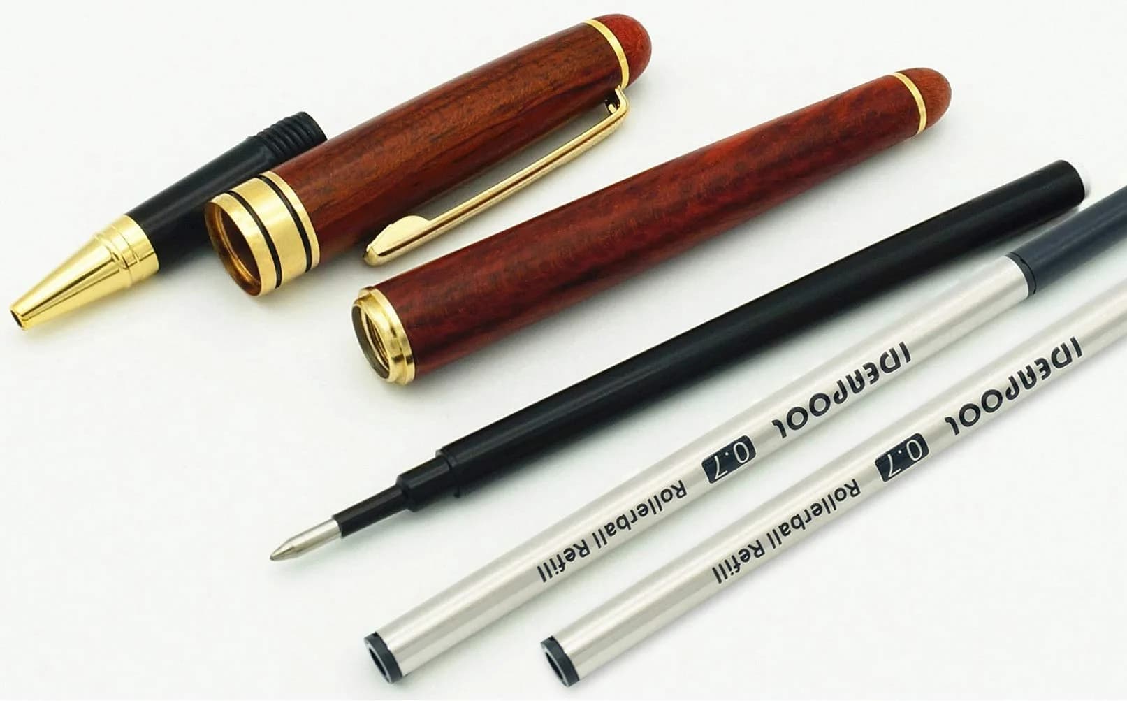 IDEAPOOL Rosewood Ballpoint Pen Set with 2 Black Refills | Natural Handcrafted Writing Instrument - view 7