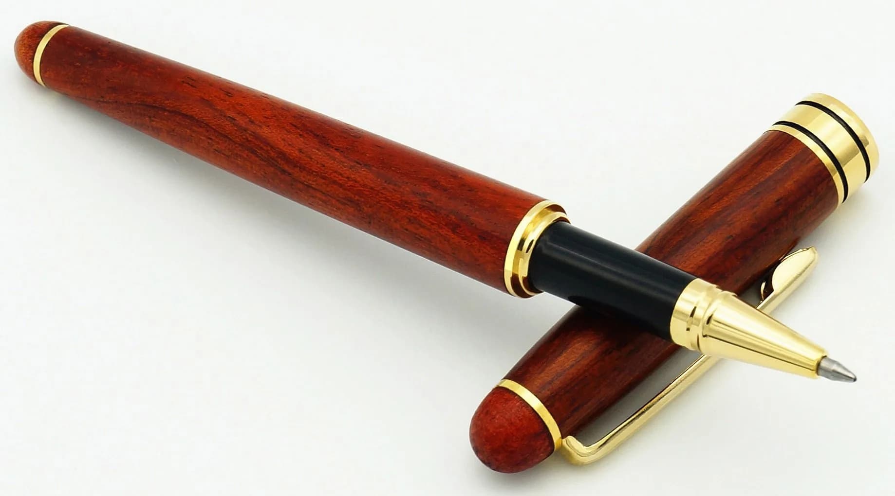 IDEAPOOL Rosewood Ballpoint Pen Set with 2 Black Refills | Natural Handcrafted Writing Instrument - view 2