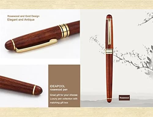 IDEAPOOL Rosewood Ballpoint Pen Set with 2 Black Refills | Natural Handcrafted Writing Instrument thumbnail 3