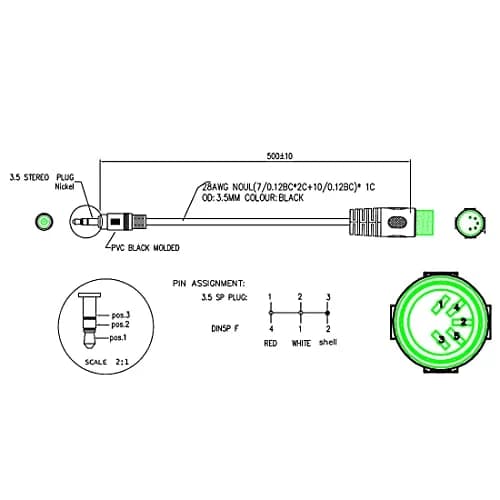 SinLoon 5-Pin DIN-Male to 3.5mm TRS Stereo Audio Cable 0.5m (1.5ft) | Connects European Stereo Equipment to Modern Devices thumbnail 3