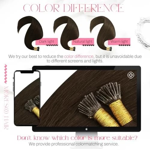 Moresoo Itip Human Hair Extensions 18 Inch | Natural Brown, Micro-Ring & Cold Fusion thumbnail 5