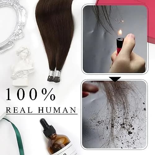 Moresoo Itip Human Hair Extensions 18 Inch | Natural Brown, Micro-Ring & Cold Fusion thumbnail 7