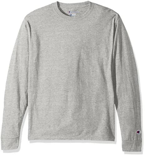 Champion Men's Cotton Long Sleeve Tee Shirt, Oxford Gray | Comfortable, Durable & Imported from USA thumbnail 1