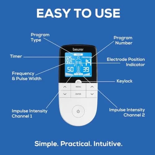 Beurer EM49 Digital TENS & EMS Device with 15 TENS Programs & 35 EMS Programs | 11.2 cm (4.4 in) Length x 16.5 cm (6.5 in) Height x 22.4 cm (8.8 in) Width thumbnail 4