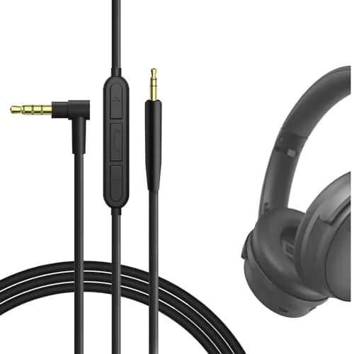 GEEKRIA Audio Cable with Mic Compatible with Bose QC Ultra II/SE/45/35 II, 700 Headphones, 3.5mm to 2.5mm Replacement Stereo Cord with Inline Microphone (1.2 m / 4 ft) thumbnail 1