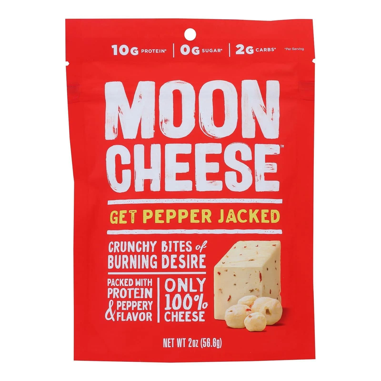 Moon Cheese Pepper Jack 2 Oz | Gluten-Free Protein Snack, No Sugar, Crunchy, USA Import