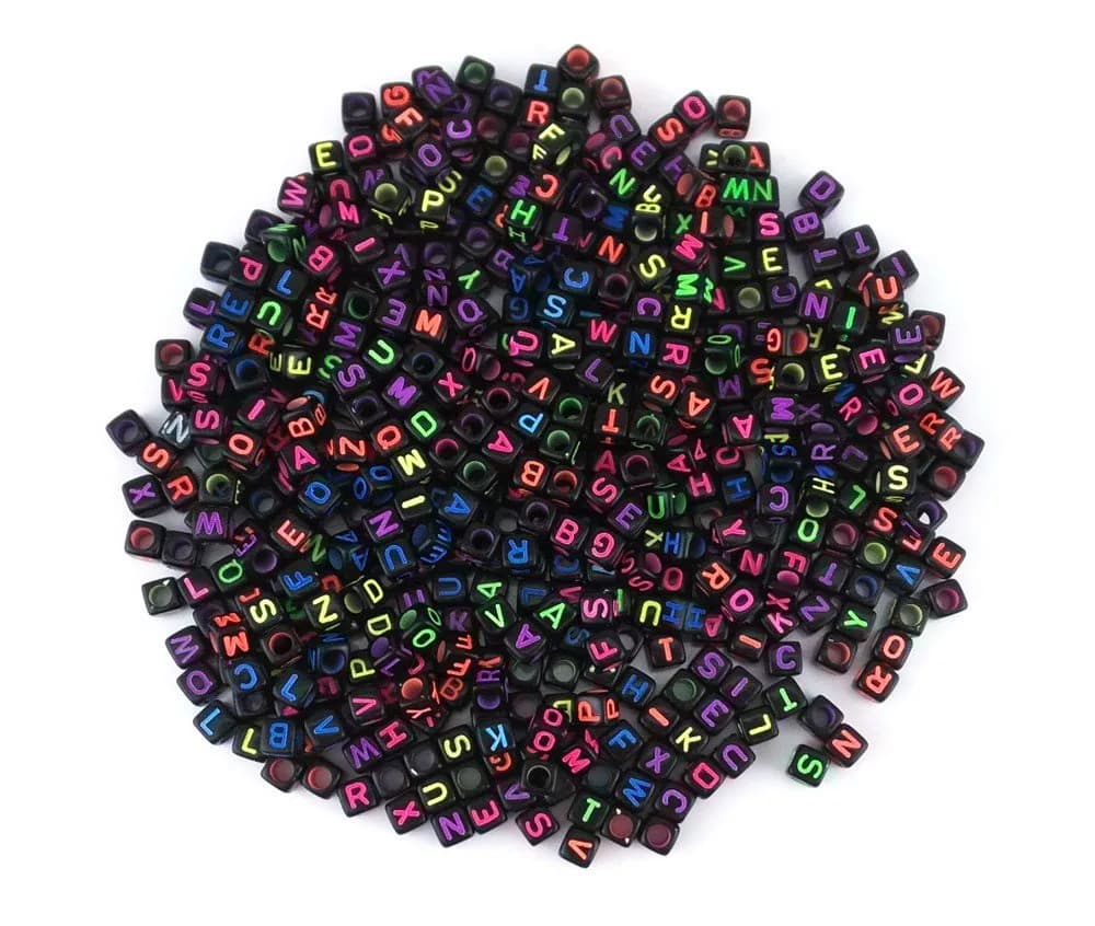 yueton Acrylic Alphabet Beads 6mm | Mixed Color Letter Cubes for Kids & Crafts