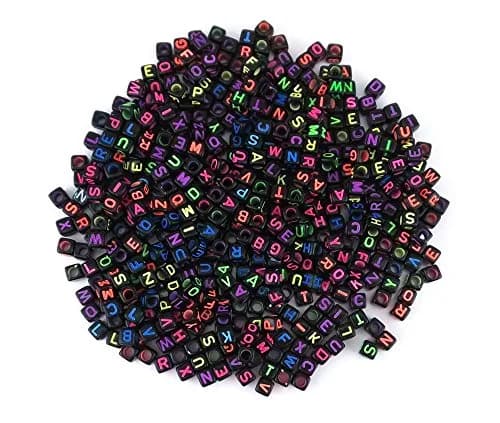 yueton Acrylic Alphabet Beads 6mm | Mixed Color Letter Cubes for Kids & Crafts thumbnail 1