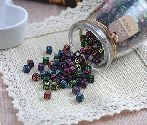 yueton Acrylic Alphabet Beads 6mm | Mixed Color Letter Cubes for Kids & Crafts thumbnail 5