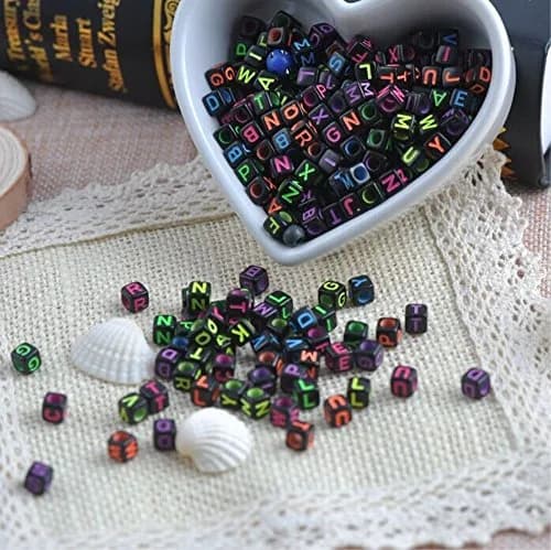 yueton Acrylic Alphabet Beads 6mm | Mixed Color Letter Cubes for Kids & Crafts thumbnail 6