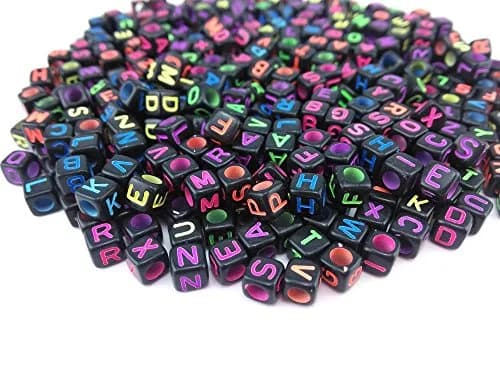 yueton Acrylic Alphabet Beads 6mm | Mixed Color Letter Cubes for Kids & Crafts thumbnail 2