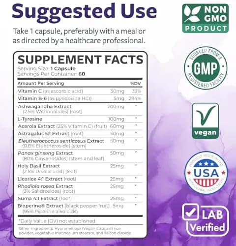 Healths Harmony Adrenal System Support & Cortisol Manager 60 Capsules | Maintain Stress & Cortisol Balance thumbnail 6