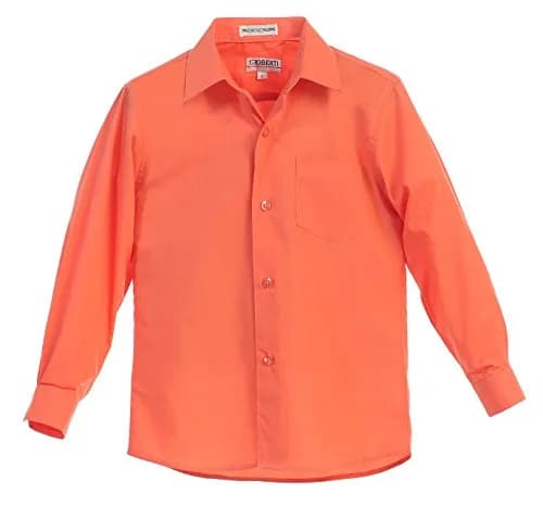 Gioberti Boys Long Sleeve Solid Dress Shirt, Coral, 7 | Classic Fit, All Year Wear thumbnail 5