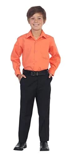 Gioberti Boys Long Sleeve Solid Dress Shirt, Coral, 7 | Classic Fit, All Year Wear thumbnail 3