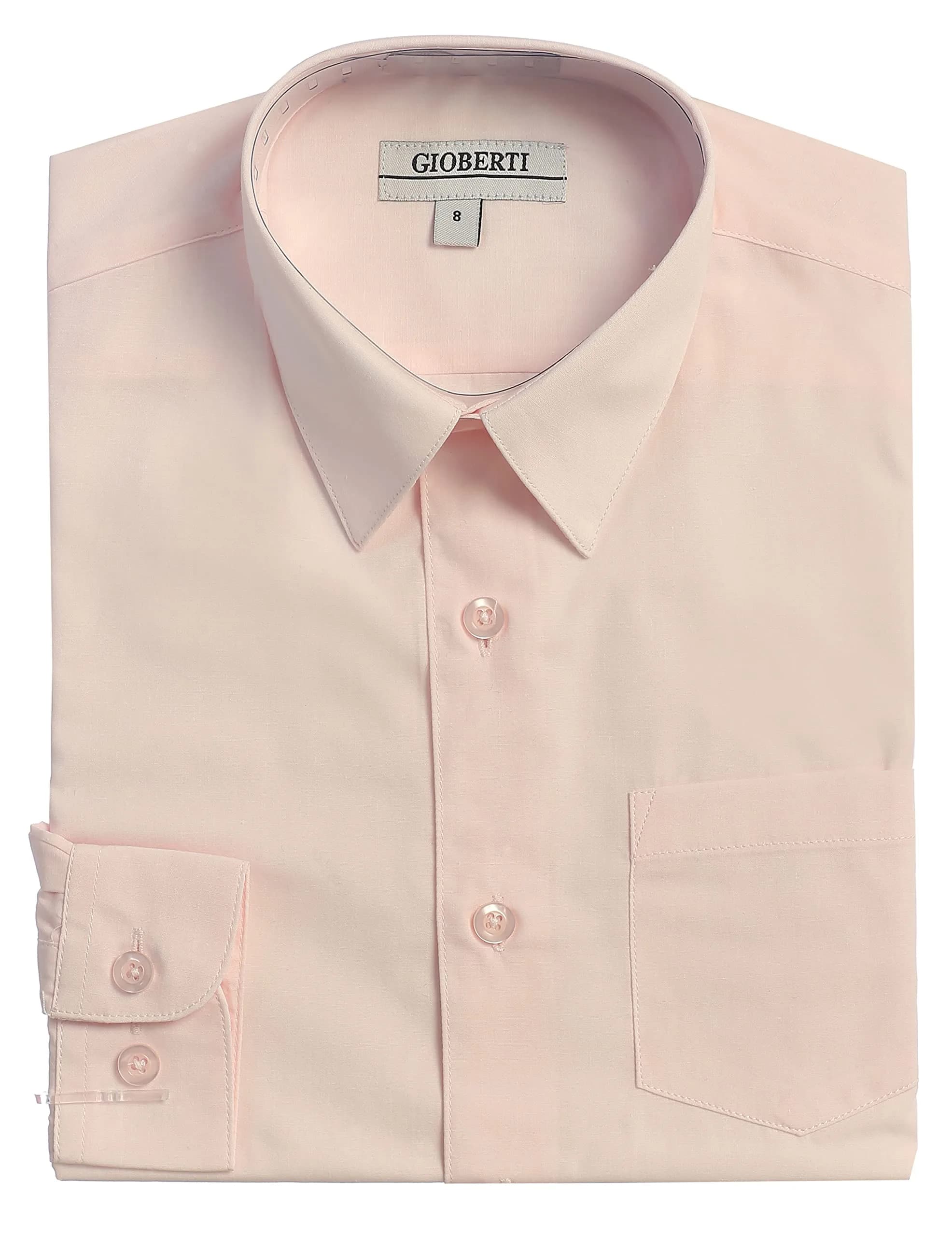 Gioberti Pink Long Sleeve Solid Dress Shirt for Boys 3T | Classic Fit, Cotton-Polyester Blend - main product image