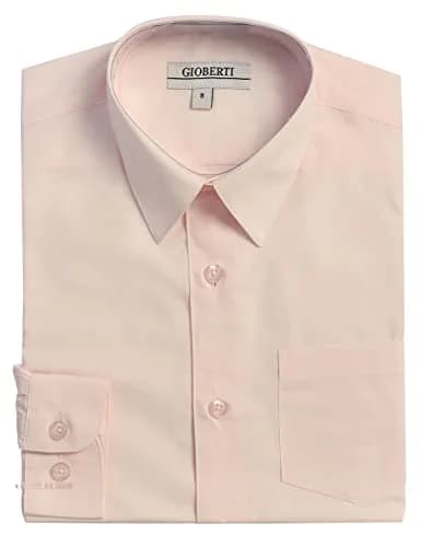 Gioberti Pink Long Sleeve Solid Dress Shirt for Boys 3T | Classic Fit, Cotton-Polyester Blend thumbnail 1