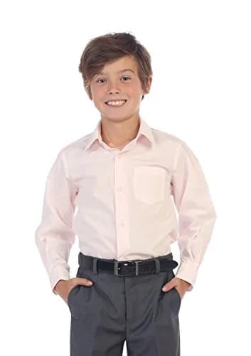 Gioberti Pink Long Sleeve Solid Dress Shirt for Boys 3T | Classic Fit, Cotton-Polyester Blend thumbnail 2