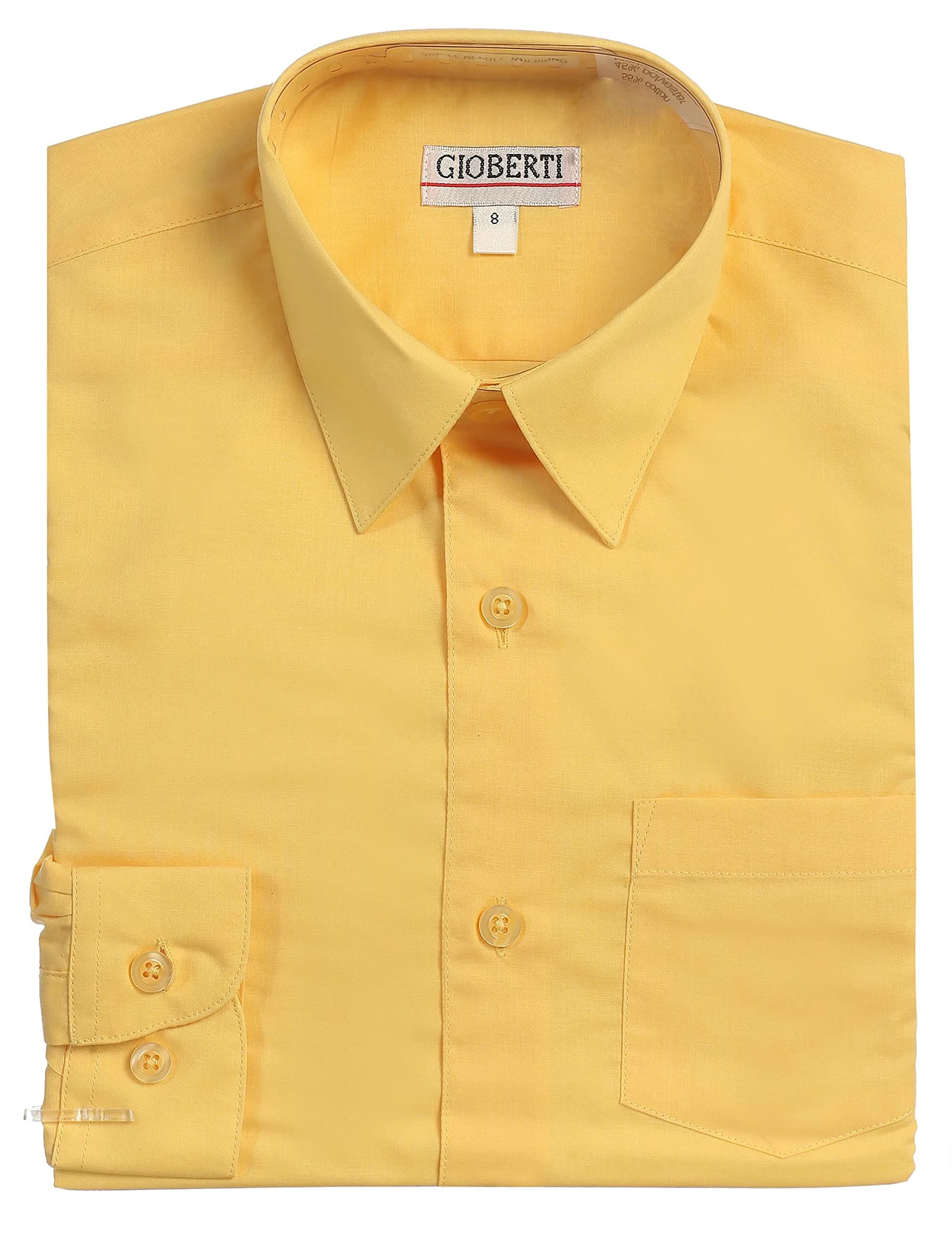 Gioberti Boys' Long Sleeve Dress Shirt Banana 10 | Classic Fall Style