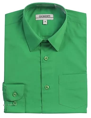 Gioberti Boys Long Sleeve Solid Dress Shirt, Green, Size 5 | Classic Fit, Chest Pocket, Cotton Blend thumbnail 1