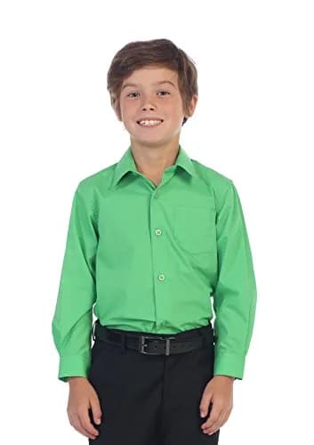 Gioberti Boys Long Sleeve Solid Dress Shirt, Green, Size 5 | Classic Fit, Chest Pocket, Cotton Blend thumbnail 2